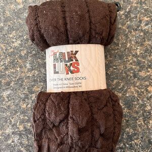Muk Luks over the knee socks chocolate cream design